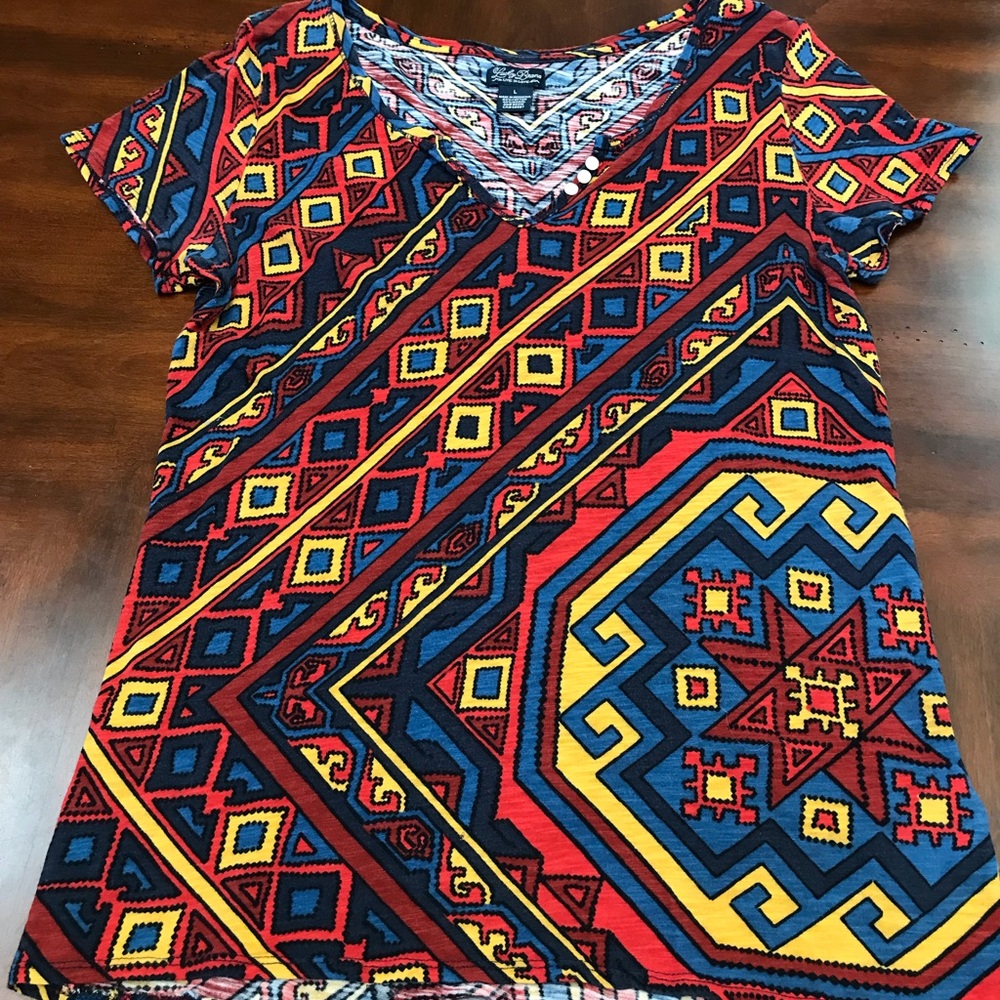 Lucky Brand Aztec Print Tee Size L